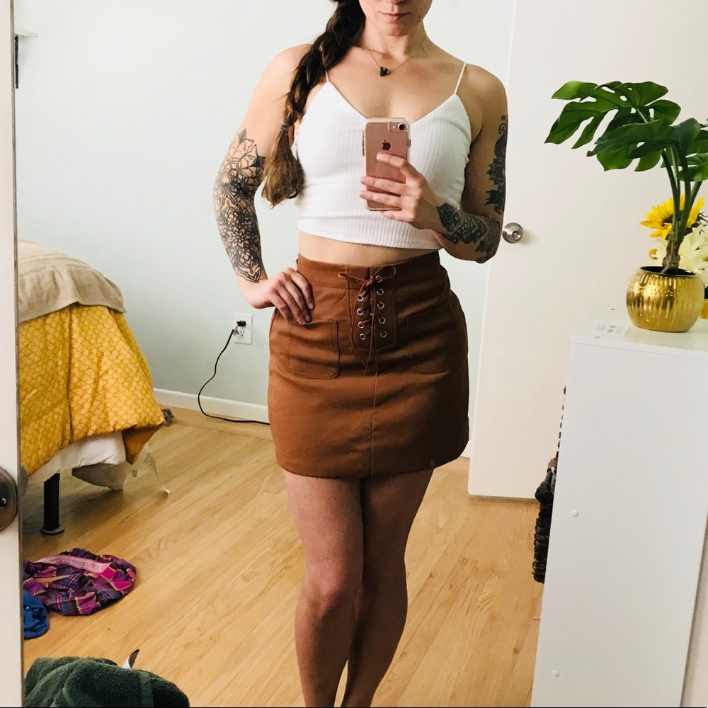 Suede mini skirt